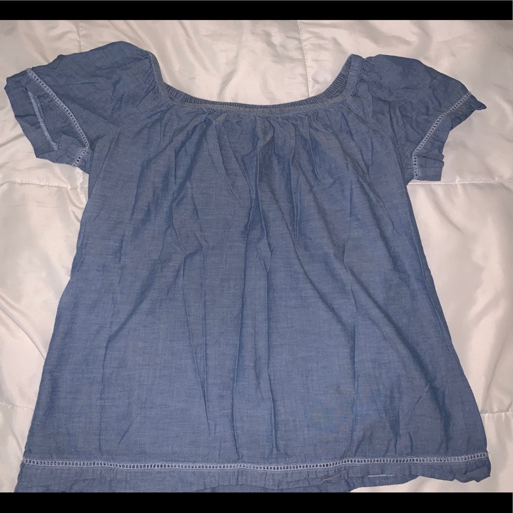 Denim Off-the Shoulder Blouse